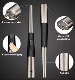 Oplaadbare Lange Elektrische Aansteker - Duurzame Plasma Aansteker – Luxe Aansteker - Inclusief Cadeauverpakking - BBQ – Kaarsen - Zwart -Merkloos Verkoopwinkel 1123x1200