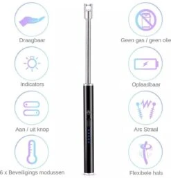 Merkloos BBQ Aansteker Oplaadbaar Met Usb Kabel - Elektrische Keuken Aansteker - Flexibele Aansteker - Zwart -Merkloos Verkoopwinkel 1155x1200