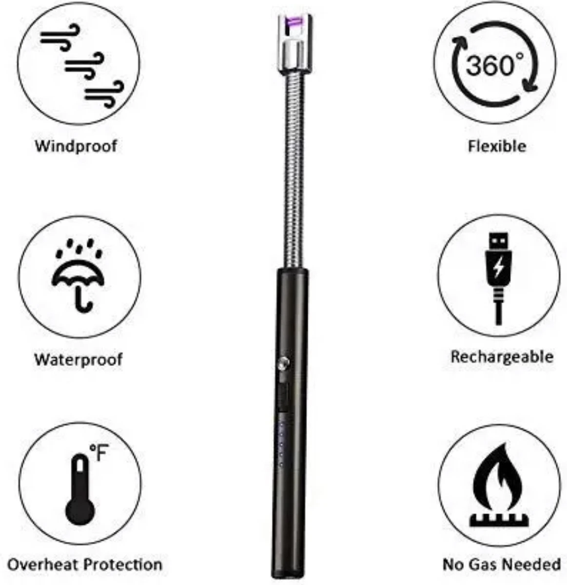 Le Cose USBurn-BBQ Aansteker-oplaadbare Aansteker Met Usb Kabel-Elektrische Plasma Aansteker-windbestendig En Buigzaam-zwart-USB-Lange Flexibele Aansteker 5 Le Cose USBurn-BBQ Aansteker-oplaadbare Aansteker Met Usb Kabel-Elektrische Plasma Aansteker-windbestendig En Buigzaam-zwart-USB-Lange Flexibele Aansteker - Afbeelding 3