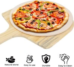 MaxxHome Pizzasteen - BBQ Steen - Maximum Te Verhitten Tot 600 Graden - ⌀33 - Incl. Houten Schep -Merkloos Verkoopwinkel 1200x1085 1