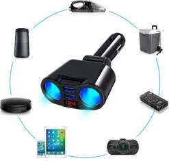 Auto Sigarettenaansteker Splitter - USB Ingang Auto - 2 Sigaretten Aansluitingen - Autolader -Merkloos Verkoopwinkel 1200x1144