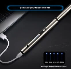 Oplaadbare Lange Dunne Elektrische Aansteker - Duurzame Plasma Aansteker - Inclusief Cadeauverpakking - BBQ – Kaarsen – Zilver -Merkloos Verkoopwinkel 1200x1170 6