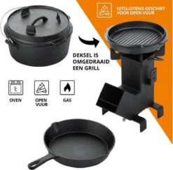 Dutch Mountains Gietijzeren Pannenset 7-delig - Dutch Oven – Braadpan - Grillpan - Hapjespan - Kookset In Houten Transportkist - Deksellifter - Brander 17 Dutch Mountains Gietijzeren Pannenset 7-delig - Dutch Oven – Braadpan - Grillpan - Hapjespan - Kookset In Houten Transportkist - Deksellifter - Brander -Merkloos Verkoopwinkel 1200x1185