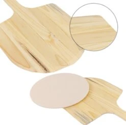 MaxxHome Pizzasteen - BBQ Steen - Maximum Te Verhitten Tot 600 Graden - ⌀33 - Incl. Houten Schep -Merkloos Verkoopwinkel 1200x1195 1