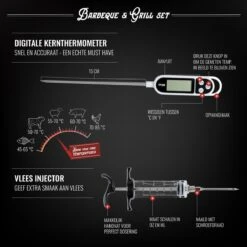 Mountain Jack® 40-Delige Luxe BBQ Grill Accessoires Set In Roestvrij Staal – Barbecue Gereedschap – Tangenset, Vlees Thermometer, Vleestang, Borstel, Spiezen, Vleesmes, Vleesvork -Merkloos Verkoopwinkel 1200x1199 4