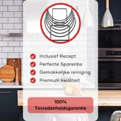 PROKING Sparerib Barbecue Rek – BBQ Accessoires – Inclusief Sparerib Recept – Anti-aanbak Lag – 35 X 19.5 X 11.5 CM -Merkloos Verkoopwinkel 1200x1200 163