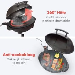 KitchenBrothers Elektrische BBQ - Met Grillplaat - Anti-aanbaklaag - Incl. Plank/Houders - Grilloppervlak 46,5x33,8cm - Tot 300°C - 2400W - Zwart -Merkloos Verkoopwinkel 1200x1200 23