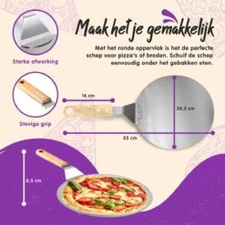 Nowad Pizzaschep RVS Rond Voor BBQ En Oven - 30,5 Cm - Pizzaspatel - Taartschep - Houten Handvat - Ophangbaar - Rond - Vaatwasbestendig - Keukenaccessoires -Merkloos Verkoopwinkel 1200x1200 252