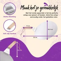 Nowad Pizzaschep RVS Rond Voor BBQ En Oven - 30,5 Cm - Pizzaspatel - Taartschep - Houten Handvat - Ophangbaar - Rond - Vaatwasbestendig - Keukenaccessoires -Merkloos Verkoopwinkel 1200x1200 256