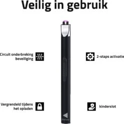Oplaadbare Lange Elektrische Aansteker - Duurzame Plasma Aansteker - Inclusief Cadeauverpakking - BBQ - Kaarsen - Zwart -Merkloos Verkoopwinkel 1200x1200 390