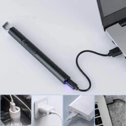 Oplaadbare Lange Elektrische Aansteker - Duurzame Plasma Aansteker - Inclusief Cadeauverpakking - BBQ - Kaarsen - Zwart -Merkloos Verkoopwinkel 1200x1200 391