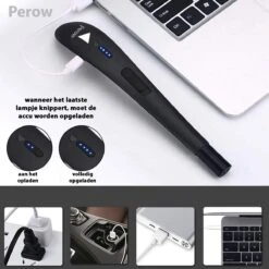 Oplaadbare Lange Elektrische Aansteker - Zwart - Duurzame Plasma Aansteker - Inclusief Cadeauverpakking - BBQ - Kaarsen -Merkloos Verkoopwinkel 1200x1200 410