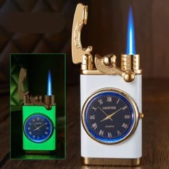 Flametimer Exclusieve Aansteker Met Horloge, 2 Stuks Willekeurig, Winddichte Draagbare Kaars Aansteker Voor Kaars Koken BBQ, Vuurwerk, Zak Zaklamp Aansteker Met Geschenkdoos, Cool Gift -Merkloos Verkoopwinkel 1200x1200 487