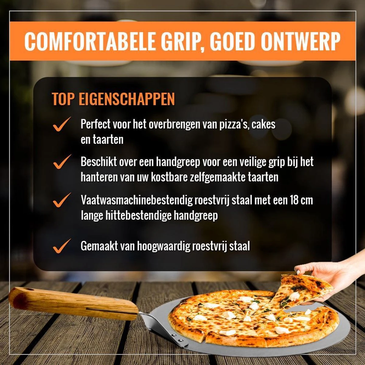 Inpro Pizzaschep RVS - Rond - Voor BBQ En Oven - Pizzaspatel - Taartschep - Houten Handvat - BBQ Gereedschap - Keukengerei - 30 Cm Diameter - Spatel 6 Inpro Pizzaschep RVS - Rond - Voor BBQ En Oven - Pizzaspatel - Taartschep - Houten Handvat - BBQ Gereedschap - Keukengerei - 30 Cm Diameter - Spatel - Afbeelding 4