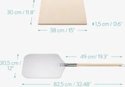 Navaris Pizzasteen XL Voor Oven En Barbecue - Rechthoekige Pizzaplaat 38 X 30 Cm - Inclusief Pizzaschep Met Extra Lang Handvat En Receptenboek -Merkloos Verkoopwinkel 1200x834 1