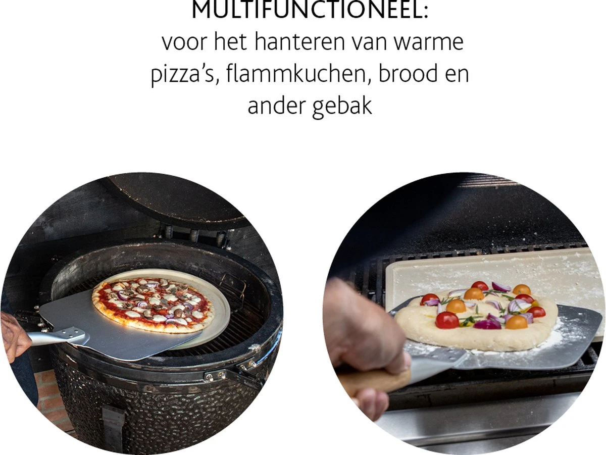 Boska Pizzaschep Barbecue - Kort Handvat - Stabiel - Aluminium - Eikenhout - BBQ Accessoires 4 Boska Pizzaschep Barbecue - Kort Handvat - Stabiel - Aluminium - Eikenhout - BBQ Accessoires - Afbeelding 2