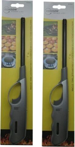 Benson 2x Stuks Gas/bbq/keuken/kaarsen Aanstekers Van 27 Cm Stevige Kwaliteit - Kinderslot