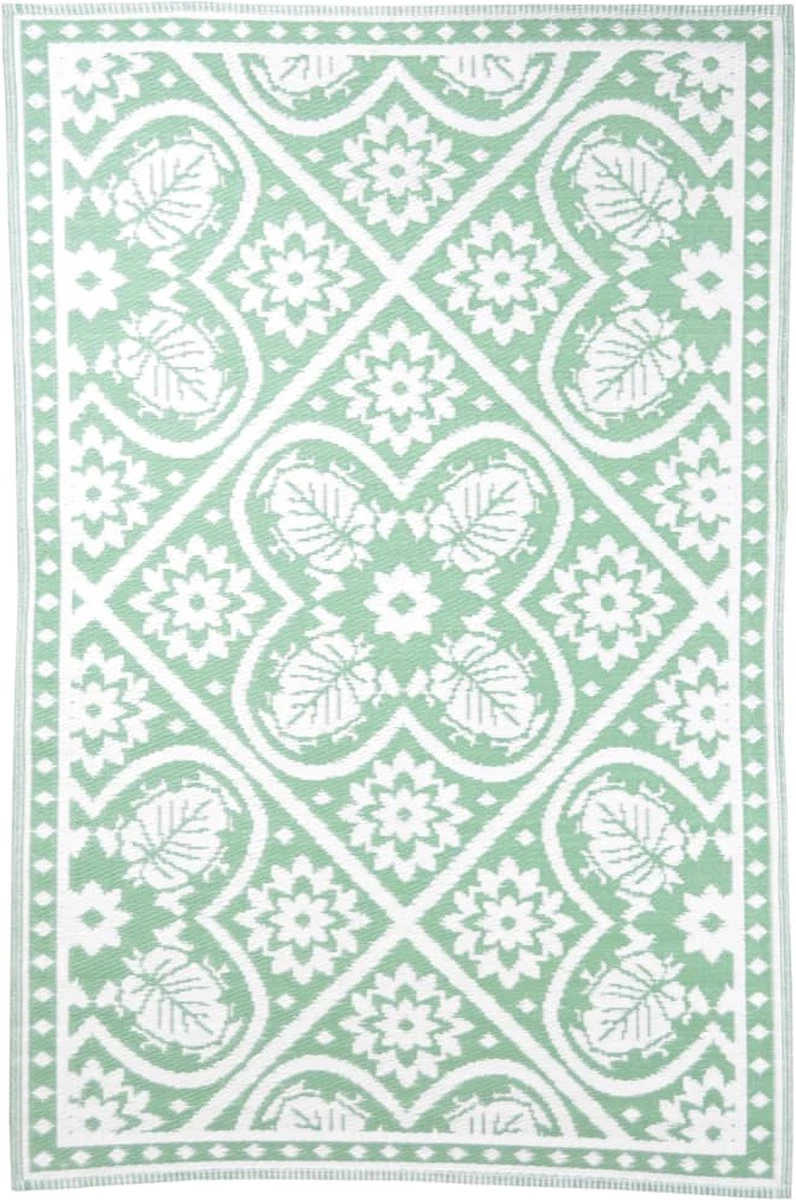 Esschert Design Buitenkleed 182x122 Cm Groen En Wit 7 Esschert Design Buitenkleed 182x122 Cm Groen En Wit - Afbeelding 5