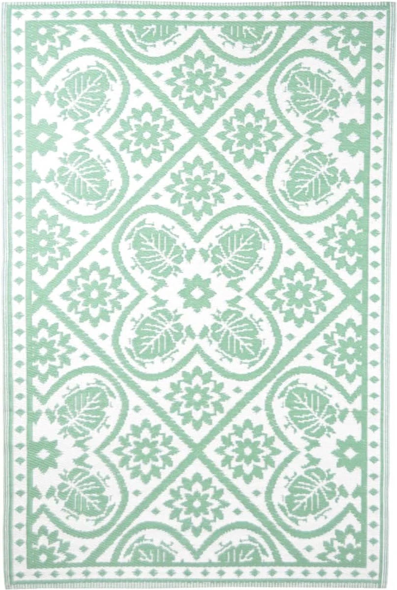 Esschert Design Buitenkleed 182x122 Cm Groen En Wit 4 Esschert Design Buitenkleed 182x122 Cm Groen En Wit - Afbeelding 2