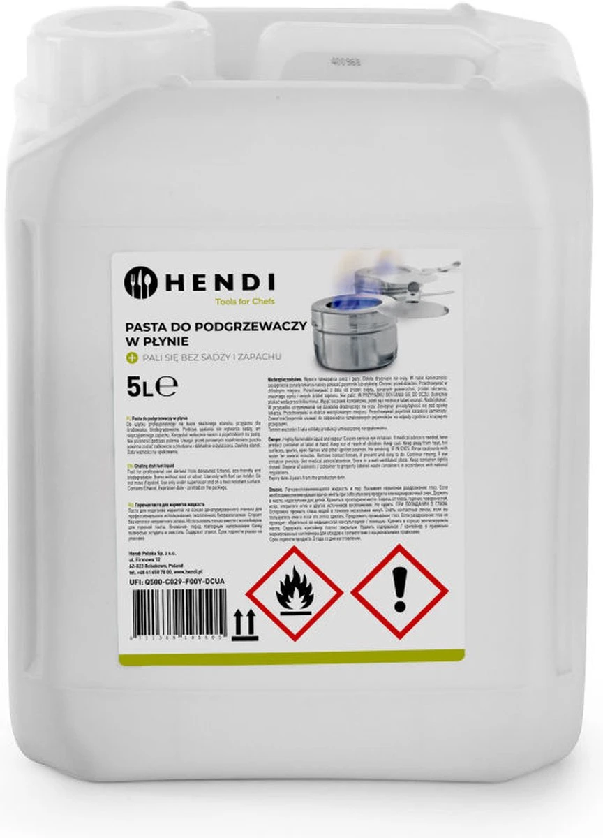 Hendi Brandpasta Voor Chafing Dish - Brandgel Jerrycan - 5 Liter 4 Hendi Brandpasta Voor Chafing Dish - Brandgel Jerrycan - 5 Liter - Afbeelding 2