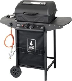 Voorkant 19 Halifax Gasbarbecue 5,5 KW - Buitenkeuken Met Lavasteen Grillplaat En Gaspit - 100x98 Cm