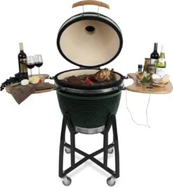 Patton Kamado Houtskool Barbecue - 18" - Grilloppervlak Ø 39 Cm - Met Bluetooth Thermometer - Groen
