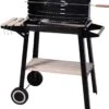 Verrijdbare Barbecue – Houtskool/Briketten - Verstelbare Grillplaat – Houten Tafel – Winscherm – Gewicht 5.9kg