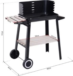 Verrijdbare Barbecue – Houtskool/Briketten - Verstelbare Grillplaat – Houten Tafel – Winscherm – Gewicht 5.9kg -Merkloos Verkoopwinkel 1150x1200