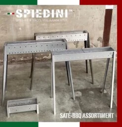 Spiedini Saté-bbq Bali 40 Mini - Kleine, Smalle Houtskoolbarbecue Met Horizontaal Rooster Voor Sate Of Andere Spiesjes - 40 Cm Lang, 11 Cm Breed, 14 Cm Hoog - Ideaal Voor Tuin- Of Open Haard, Of Balkon - Materiaal: Gealuminiseerd Ijzer -Merkloos Verkoopwinkel 1153x1200