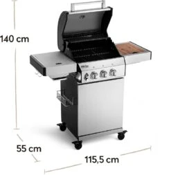 Burnhard Gas BBQ FRED JR. Deluxe - 2 Branders - Incl. Keramische Infraroodbrander & Afdekhoes - Deluxe -Merkloos Verkoopwinkel 1170x1200