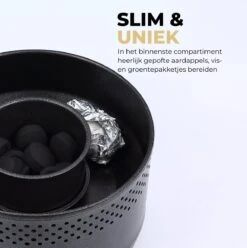 Ozocozy BBQ-ONE Houtskool Tafelbarbecue - Ø30 Cm- Zwart - Incl. Draagtas, Siliconen Bakkwast En RVS-Barbecuetang -Merkloos Verkoopwinkel 1197x1200