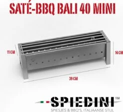 Spiedini Saté-bbq Bali 40 Mini - Kleine, Smalle Houtskoolbarbecue Met Horizontaal Rooster Voor Sate Of Andere Spiesjes - 40 Cm Lang, 11 Cm Breed, 14 Cm Hoog - Ideaal Voor Tuin- Of Open Haard, Of Balkon - Materiaal: Gealuminiseerd Ijzer -Merkloos Verkoopwinkel 1200x1086