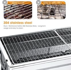 Uten - Houtskoolbarbecue - Opvouwbare Barbecue - Houtskoolbarbecues - Draagbare Camping Barbecue - 430 Roestvrij Staal Grill BBQ - 5-10 Persoon Tuin Buitenfeest - Zilver -Merkloos Verkoopwinkel 1200x1184