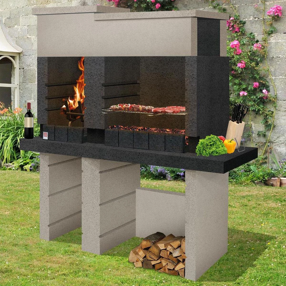 Sarom Fuoco - Betonnen Barbecue - San Pedro - Houtskool En Hout - 160 X 51.5 X 172,2 Cm 4 Sarom Fuoco - Betonnen Barbecue - San Pedro - Houtskool En Hout - 160 X 51.5 X 172,2 Cm - Afbeelding 2