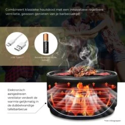 Ozocozy BBQ-ONE Houtskool Tafelbarbecue - Ø30 Cm- Zwart - Incl. Draagtas, Siliconen Bakkwast En RVS-Barbecuetang -Merkloos Verkoopwinkel 1200x1200 35