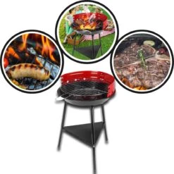 Houtskoolbarbecue Ø33 Cm | Verstelbare Grill BBQ | Halfopen | Zwart / Rood -Merkloos Verkoopwinkel 1200x1200 39