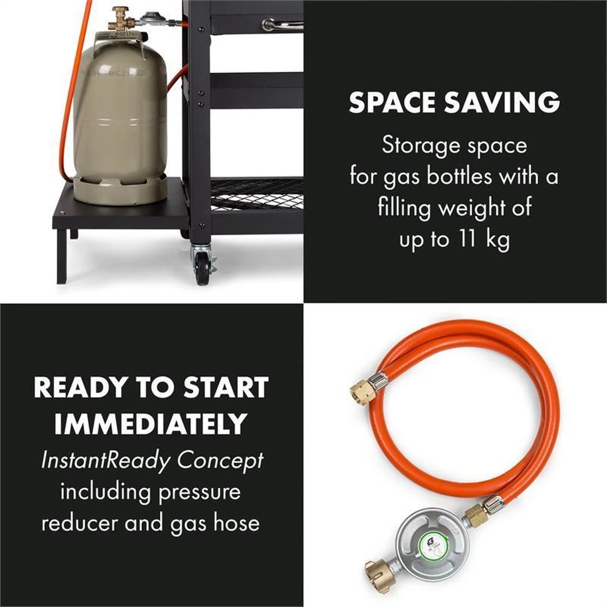 Klarstein Kingsville Double Barbecue - Houtskool- En Gasbarbecue - Smoker BBQ - Inclusief Deksels En Thermometer - Met 2 Roosters - Zwart 6 Klarstein Kingsville Double Barbecue - Houtskool- En Gasbarbecue - Smoker BBQ - Inclusief Deksels En Thermometer - Met 2 Roosters - Zwart - Afbeelding 4