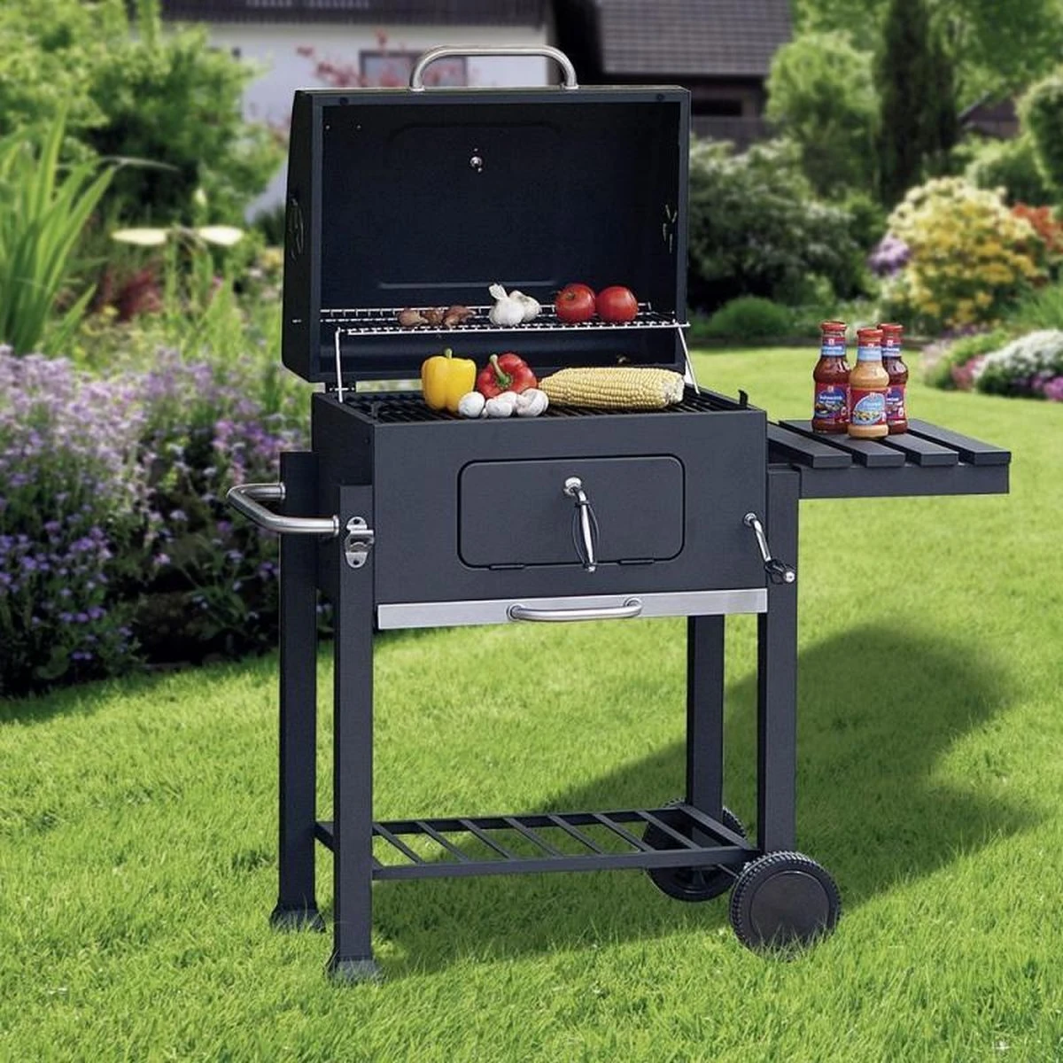 Tepro Toronto Click Barbecue Bbq Houtskool - Grilloppervlak (LxB) 56 X 42 Cm - Met Thermometer In De Deksel - RVS - Houtskoolbarbecue 5 Tepro Toronto Click Barbecue Bbq Houtskool - Grilloppervlak (LxB) 56 X 42 Cm - Met Thermometer In De Deksel - RVS - Houtskoolbarbecue - Afbeelding 3