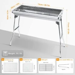 Uten - Houtskoolbarbecue - Opvouwbare Barbecue - Houtskoolbarbecues - Draagbare Camping Barbecue - 430 Roestvrij Staal Grill BBQ - 5-10 Persoon Tuin Buitenfeest - Zilver -Merkloos Verkoopwinkel 1200x1200 94